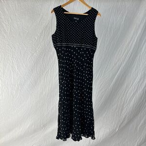 Macy's Style & Co Black White Polka Dot Sleeveless Midi Dress Petite Sz 14 P